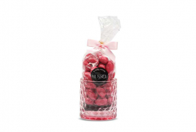 Porta Velas de Vidro Rosa c/ Corações6296